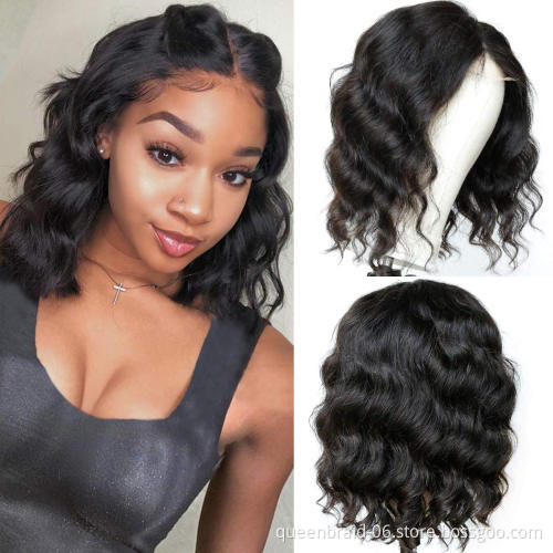 Body Wave Short Bob Wig 13x4 Lace Frontal Human Hair Wig 4x4 Brazilian Remy Body Wave Closure Wigs Pre Plucked With Baby Hair